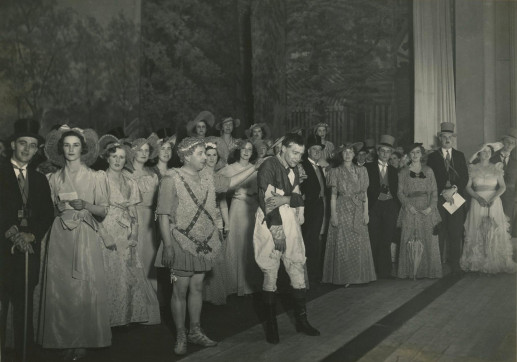 The Arcadians cast, with Mr George Mumford as Peter Doody, the mournful jockey